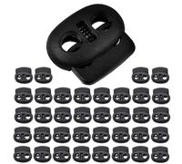 30 unidades Bouchon de Cordon 2 Trou, 22 x 21 mm, Trou 5.5 x 5.5 mm, Idéal para Les Cordons de Ø 4~5.5 mm, Bouchon Plastique, Lacets à Libération Rapide Coulisseau Cordon Pince à Ruban