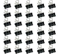 30 unidades Clips plegables, pinzas papeleria metálicas, pinzas plegables de metal, negros, multiusos, 25 mm, para papel, metal, clips de papel para fotos, notas, papelería, suministros de oficina