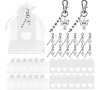 30 unidades Colgante de ángel de la guarda invitados, llavero con bolsa de organza, tarjeta de agradecimiento, cinta blanca, regalos de invitados, pequeños regalos para comunión, regalos de invitados