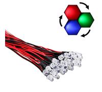 30 unidades de 12 V 5 mm RGB Flash lento LED luces que emiten diodos, multicolor (colores cambian automáticamente) pre-cableado 7,9 pulgadas DC 12 V LED lente clara lente pequeñas lámparas LED