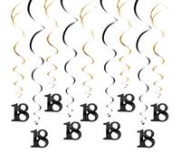 30 unidades de decoración para el 18º cumpleaños de niño negro y dorado, decoración colgante en espiral, decoración de 18 cumpleaños para niñas y niños, decoración de fiesta de cumpleaños, remolinos