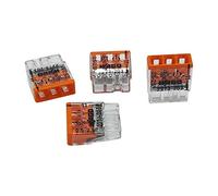 30 unidades Wago 2273-203 COMPACT Conectores Electricos, Borne para Caja de Conexiones Ø 0,5-2,5 mm², de 3 Polos, Transparente/Naranja