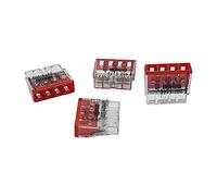 30 unidades Wago 2273-204 COMPACT borne para caja de conexiones Ø 0,5-2,5 mm², de 4 polos, transparente/rojo