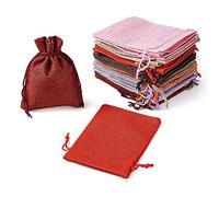 30 unids Bolsas de arpillera con cordón Bolsas de regalo Políces de embalaje Kraft Papel Precio Etiquetas Cuerda de cáñamo Cadena para la exhibición de joyería Boda Favores Bolsa Bolsa de lino con cor