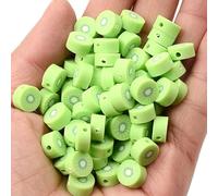 30 unids/lote de Chips de kiwi verde claro, cuentas de arcilla polimérica para frutas, cuentas espaciadoras sueltas para la fabricación de joyas, accesorios de pulsera DIY-C585-44,30 Uds.