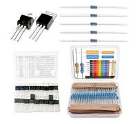 30 Values 600 piezas 1/4W 1% película metálica 1R-1M ohm Kit de resistencia con 10 valores, 20 piezas TO-220 kits de regulador de voltaje LM317T L7805CV L7812CV L7815CV TIP120 TIP122 TIP41C TIP42C IRC