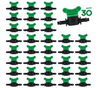 30 válvulas de riego por goteo de 1/4", válvulas de manguera de goteo Kalolary con púas para jardín, válvula de cierre para tubos de 4/7 mm, control de flujo de agua, piezas de manguera, válvula de