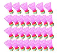 30 volantes de bádminton de esponja con falda de nailon para principiantes y niños, pelotas de práctica de vuelo lento, multicolor (rosa)