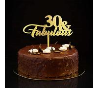 30 y fabulosos adornos para tartas de 30 cumpleaños con purpurina dorada de 30 años de edad, recuerdos de fiesta de cumpleaños personalizados, nombre de cualquier edad, número 30, aniversario