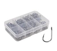 300 anzuelos de pesca NUZAMAS 9#-16# anzuelos de púas para lucio, aparejos de pesca de carpa, ganchos circulares con caja de plástico de almacenamiento, ganchos de acero al carbono para agua dulce y