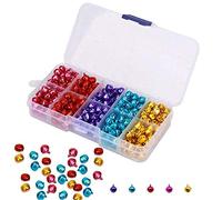 300 cascabeles pequeños coloridos con caja de almacenamiento, mini campanas para manualidades con caja de almacenamiento en 5 colores para decoraciones de fiesta de Navidad y fabricación de joyas, 8