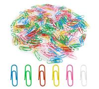 300 clips de papel, 2,8 cm de colores, caja de plástico, prácticos clips de papel para oficina, escuela y hogar