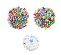 300 Cuentas Acrílicas Chapadas En Colores Con 1 Rollo De Cordón Elástico Transparente, Cuentas De Estrella De Corazón, Accesorios De Bricolaje Para Niños Para Hacer Pulseras, Collares, Joyas, Etc.