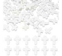 300 cuentas de cruz a granel, cuentas de crucifijo de acrílico blanco, pequeñas cuentas sueltas con dijes de Pascua para hacer joyas, collares, pulseras, aretes