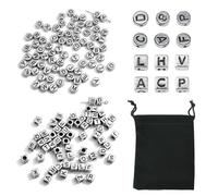 300 Cuentas De Letras, 1 Bolsa De Almacenamiento, Cuentas De Letras Cúbicas, Cuentas Planas De Letras Redondas, Joyas Con Cuentas, Cuentas Espaciadoras Para Collares De Pulseras De Bricolaje