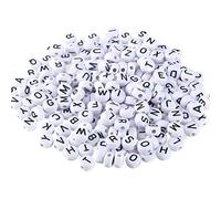 300 Cuentas Letras para Hacer pulseras acrílica Abalorios Redondo,para DIY Hacer Pulseras niña Collares Bisutería Joyería letra de pulsera collar accesorios(Blanco)