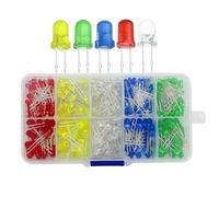 300 diodos LED, kit surtido de diodos emisores de luz, lámpara LED de cabeza redonda para proyectos de modelo de bricolaje, blanco/verde/rojo/azul/amarillo
