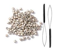 300 eslabones de cadena con forro de silicona dorada de 5 mm, eslabones de cadena para extensiones de cabello y 2 extensiones de cabello para extensiones de cabello. (Rubio)