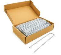 300 Grapas para Malla Antihierbas - Piquetas de Acero Galvanizado de 15 cm, para Tela Geotextil, Tiendas Camping, Cesped Artificial, Huerto, Jardin y Excursiones