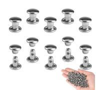 300 Juegos Remaches para Cuero,6mm Remache Cuero de Doble Tapa,Herramientas de Fijación Remaches Cuero,Tubulares de Metal Remaches Redondos,para Artesanías,Sombreros,Jeans,Zapatos,Chaquetas,Maletín