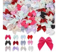 300 lazos pequeños de 2,5 × 2,5 cm, mini lazo de regalo, colores mezclados, cinta de satén, minúsculos prefabricados de alta calidad, para manualidades, regalo, costura, boda, decoración, Halloween