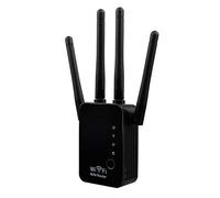 300 Mbps Negro WiFi Repetidor Amplificador WLAN, puerto Ethernet, soporta la configuración de protección WiFi, enchufe del Reino Unido