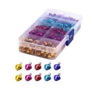 300 minicascabeles, 8 mm, coloridas cascabeles para manualidades, campanas de metal, pequeñas campanas con ojales, campanas pequeñas con ojales, campanas pequeñas para manualidades, decoración de