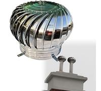 300 mm/12 pulgadas, conexión de tubo de acero inoxidable 304, ventilador de turbina de techo redondo, ventilación de lluvia, con turbinas eólicas, robusto y para chimeneas