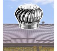 300 mm, conexión de tubo de acero inoxidable 304, ventilación de techo, diseño industrial, plateado, impulsado por el viento, ventilador de ático con campana giratoria para chimenea