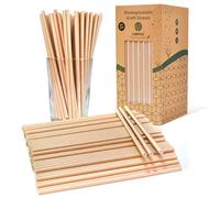 300 Pajitas de Papel biodegradables Kraft, Pajita Desechables ecológicas compostables. Cañitas para Fiestas, cumpleaños y Celebraciones. Bebidas frías y Calientes.