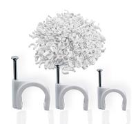300 Pcs Grapas para Cables Redondo, Grapas Cable Pared, Clavos Fuertes, Duraderos, Blancos, Redondos,4mm,6mm,8 mm