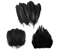 300 Pcs Negro Plumas, Natural Pluma, Plumas de Ganso para Manualidades, Atrapasueños, DIY Pendiente, Plumas Tocadoboda, Haciendo, Fiestas(3 tamaños)