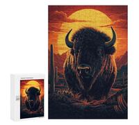 300 PCS Puzzle Adolescentes Bison in Desert Sunset Puzzle Para Adultos, Rompecabezas, Desafío Educativo, Regalo De Cumpleaños 300 PCS