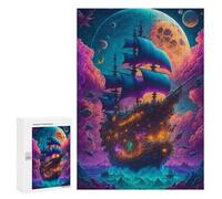 300 PCS Puzzles para Adolescentes Fantasy Sailing Ship in A Colorful Sky Puzzles Para Adolescentes: Juegos de Relajación, Regalos Divertidos Y Humorísticos Para Reducir El Estrés 300 PCS