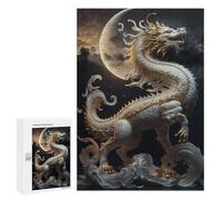 300 PCS Puzzles Para Adolescentes White Dragon Moonlit Statue Puzzles Para Adolescentes: Juegos de Relajación, Regalos Divertidos Y Humorísticos Para Reducir El Estrés 300 PCS