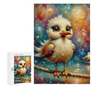 300 PCS Rompecabezas A Stylized Digital Painting of A Fluffy Seagull with Large, Expressive Eyes And An Exagger Rompecabezas Para Adultos Juguetes Antiestrés Vacaciones En Casa Matar El Tiempo Interac
