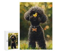 300 PCS Rompecabezas Adorable Poodle with Yellow Duck Toy Rompecabezas para Adolescentes. Corte De Precisión. Actividades Divertidas En Casa. Juego Desafiante Y Juego En Familia. 300 PCS