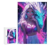 300 PCS Rompecabezas Anime Girl with Dragon Rompecabezas para Adolescentes, Divertidos Y con Humor. Cada Pieza Es Única: Juguetes Educativos De Aprendizaje 300 PCS