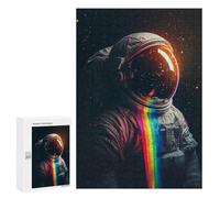 300 PCS Rompecabezas Astronaut with Rainbow Lights Rompecabezas para Adolescentes, Divertidos Y con Humor. Cada Pieza Es Única: Juguetes Educativos De Aprendizaje 300 PCS