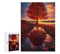 300 PCS Rompecabezas Autumn Sunset Reflections Rompecabezas para Adultos Juguetes Antiestrés Vacaciones En Casa Matar El Tiempo Interacción Entre Padres E Hijos 300 PCS