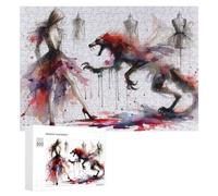 300 PCS Rompecabezas Beauty and The Beast - Fashion, Wolf, and Mannequins Watercolor Art Rompecabezas para Adultos Juegos Divertidos Decoración Perfecta Cumpleaños Y Navidad 300 PC