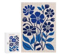 300 PCS Rompecabezas Blue Wild Flowers Rompecabezas para Adultos Juguetes Antiestrés Vacaciones En Casa Matar El Tiempo Interacción Entre Padres E Hijos 300 PCS