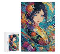 300 PCS Rompecabezas Colorful Floral Kimono Artwork Rompecabezas para Adolescentes Carrera De Velocidad Manual Lista De Deseos con Juguetes De Papá Noel Juegos Educativos 300 PCS