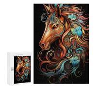300 PCS Rompecabezas Colorful Horse Art Print Rompecabezas para Adultos Juguetes Antiestrés Vacaciones En Casa Matar El Tiempo Interacción Entre Padres E Hijos 300 PCS