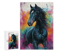 300 PCS Rompecabezas - Colorful Horse Painting Art-1 Rompecabezas para Adultos Juegos Relajantes Vacaciones En Casa Matar El Tiempo Oferta como Regalos para Toda La Familia 300 PCS