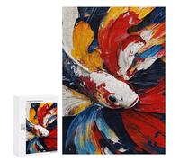 300 PCS Rompecabezas Colorful Koi Fish Painting-3 Rompecabezas para Adultos Mejora La Memoria Desafío Educativo Juguetes Juegos Educativos 300 PCS