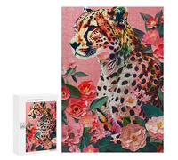 300 PCS Rompecabezas Colorful Leopard with Flowers Rompecabezas para Adultos Carrera De Velocidad De Manos Ayuda A Ejercitar El Cerebro Juego De Hermoso Diseño 300 PCS
