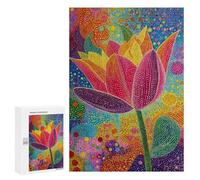 300 PCS Rompecabezas Colorful Lotus Flower Painting Rompecabezas para Adolescentes Mejora La Memoria Juegos De Ingenio Difíciles Y Desafiantes Juegos Familiares 300 PCS