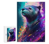 300 PCS Rompecabezas Colorful Otter Art Print Rompecabezas para Adultos Juguetes Antiestrés Vacaciones En Casa Matar El Tiempo Interacción Entre Padres E Hijos 300 PCS
