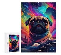 300 PCS Rompecabezas Colorful Pug in Space Rompecabezas para Adolescentes. Corte De Precisión. Actividades Divertidas En Casa. Juego Desafiante Y Juego En Familia. 300 PCS